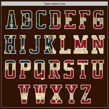 Load image into Gallery viewer, Custom Brown Vintage USA Flag Cream-Maroon Bomber Varsity Letterman Zipper Jacket