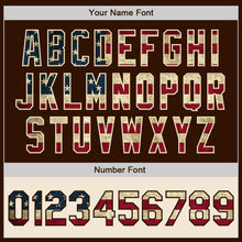 Load image into Gallery viewer, Custom Brown Vintage USA Flag Cream-Maroon Bomber Varsity Letterman Two Tone Zipper Jacket