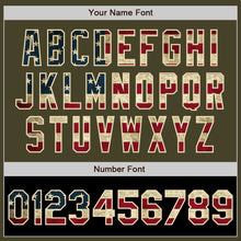 Load image into Gallery viewer, Custom Olive Vintage USA Flag Black-Cream Bomber Varsity Letterman Two Tone Salute To Service Zipper Jacket