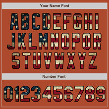 Load image into Gallery viewer, Custom Texas Orange Vintage USA Flag Black-Cream Bomber Varsity Letterman Zipper Jacket