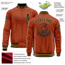 Load image into Gallery viewer, Custom Texas Orange Black-Old Gold Bomber Varsity Letterman Zipper Jacket