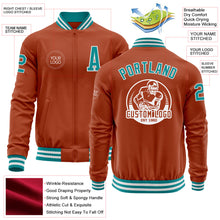 Load image into Gallery viewer, Custom Texas Orange Teal-White Bomber Varsity Letterman Zipper Jacket