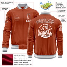 Load image into Gallery viewer, Custom Texas Orange White-Gray Bomber Varsity Letterman Zipper Jacket