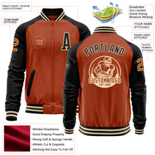 Load image into Gallery viewer, Custom Texas Orange Cream-Black Bomber Varsity Letterman Two Tone Zipper Jacket