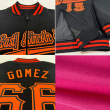 Load image into Gallery viewer, Custom Pink White-Black Bomber Varsity Letterman Zipper Jacket