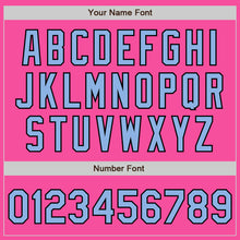 Load image into Gallery viewer, Custom Pink Light Blue-Black Bomber Varsity Letterman Zipper Jacket