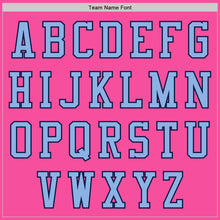 Load image into Gallery viewer, Custom Pink Light Blue-Navy Bomber Varsity Letterman Zipper Jacket