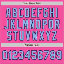 Load image into Gallery viewer, Custom Pink Light Blue-Navy Bomber Varsity Letterman Zipper Jacket