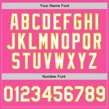 Load image into Gallery viewer, Custom Pink White-Gold Bomber Varsity Letterman Zipper Jacket