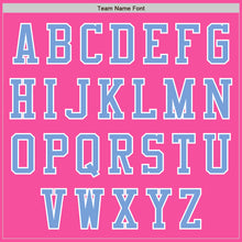 Load image into Gallery viewer, Custom Pink White-Light Blue Bomber Varsity Letterman Two Tone Zipper Jacket