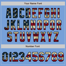 Load image into Gallery viewer, Custom Light Blue Vintage USA Flag Black-Cream Bomber Varsity Letterman Zipper Jacket