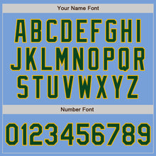 Load image into Gallery viewer, Custom Light Blue Green-Gold Bomber Varsity Letterman Zipper Jacket