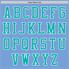 Load image into Gallery viewer, Custom Light Blue Aqua-White Bomber Varsity Letterman Zipper Jacket