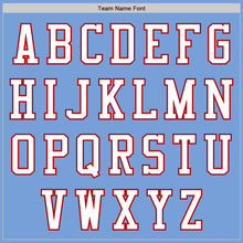 Load image into Gallery viewer, Custom Light Blue White-Red Bomber Varsity Letterman Zipper Jacket