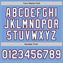 Load image into Gallery viewer, Custom Light Blue Royal-Red Bomber Varsity Letterman Zipper Jacket