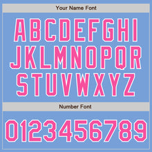 Load image into Gallery viewer, Custom Light Blue Pink-White Bomber Varsity Letterman Zipper Jacket