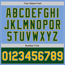 Load image into Gallery viewer, Custom Light Blue Gold-Green Bomber Varsity Letterman Two Tone Zipper Jacket