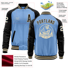 Load image into Gallery viewer, Custom Light Blue Cream-Black Bomber Varsity Letterman Two Tone Zipper Jacket