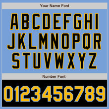 Load image into Gallery viewer, Custom Light Blue Gold-Black Bomber Varsity Letterman Two Tone Zipper Jacket