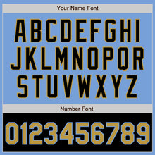 Load image into Gallery viewer, Custom Light Blue Old Gold-Black Bomber Varsity Letterman Two Tone Zipper Jacket