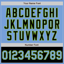 Load image into Gallery viewer, Custom Light Blue Neon Green-Black Bomber Varsity Letterman Two Tone Zipper Jacket