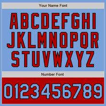 Load image into Gallery viewer, Custom Light Blue Black-Red Bomber Varsity Letterman Two Tone Zipper Jacket