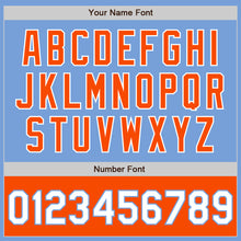 Load image into Gallery viewer, Custom Light Blue White-Orange Bomber Varsity Letterman Two Tone Zipper Jacket