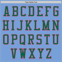 Load image into Gallery viewer, Custom Light Blue Pink-Kelly Green Bomber Varsity Letterman Two Tone Zipper Jacket