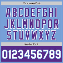 Load image into Gallery viewer, Custom Light Blue White-Purple Bomber Varsity Letterman Two Tone Zipper Jacket