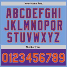 Load image into Gallery viewer, Custom Light Blue Orange-Purple Bomber Varsity Letterman Two Tone Zipper Jacket