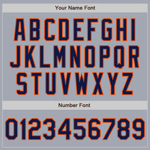 Load image into Gallery viewer, Custom Gray Navy-Orange Bomber Varsity Letterman Zipper Jacket