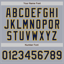 Load image into Gallery viewer, Custom Gray Navy-Gold Bomber Varsity Letterman Zipper Jacket