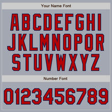 Load image into Gallery viewer, Custom Gray Red-Navy Bomber Varsity Letterman Zipper Jacket