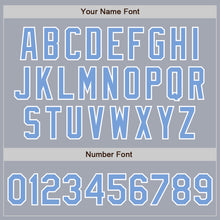 Load image into Gallery viewer, Custom Gray Light Blue-White Bomber Varsity Letterman Zipper Jacket