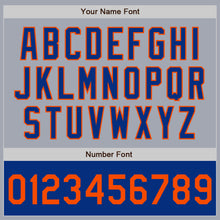 Load image into Gallery viewer, Custom Gray Orange-Royal Bomber Varsity Letterman Two Tone Zipper Jacket