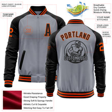 Load image into Gallery viewer, Custom Gray Orange-Black Bomber Varsity Letterman Two Tone Zipper Jacket
