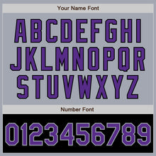 Load image into Gallery viewer, Custom Gray Purple-Black Bomber Varsity Letterman Two Tone Zipper Jacket