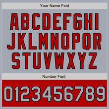 Load image into Gallery viewer, Custom Gray Black-Red Bomber Varsity Letterman Two Tone Zipper Jacket