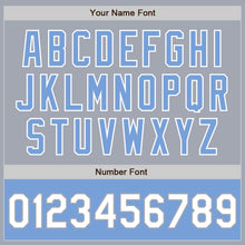 Load image into Gallery viewer, Custom Gray White-Light Blue Bomber Varsity Letterman Two Tone Zipper Jacket