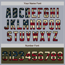 Load image into Gallery viewer, Custom Gray Vintage USA Flag Black City Cream Crimson-Olive Varsity Letterman Two Tone Zipper Jacket