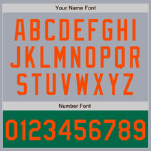 Load image into Gallery viewer, Custom Gray Orange-Kelly Green Varsity Letterman Two Tone Zipper Jacket