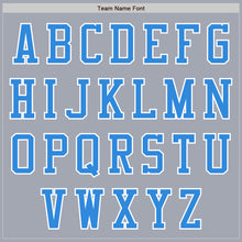 Load image into Gallery viewer, Custom Gray White-Powder Blue Varsity Letterman Two Tone Zipper Jacket