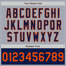 Load image into Gallery viewer, Custom Gray Orange-Navy Varsity Letterman Two Tone Zipper Jacket