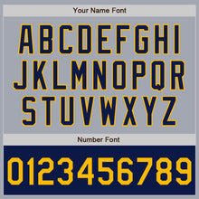 Load image into Gallery viewer, Custom Gray Gold-Navy Varsity Letterman Two Tone Zipper Jacket