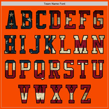 Load image into Gallery viewer, Custom Orange Vintage USA Flag Black-Cream Bomber Varsity Letterman Zipper Jacket