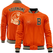 Load image into Gallery viewer, Custom Orange Black-Cream Bomber Varsity Letterman Zipper Jacket