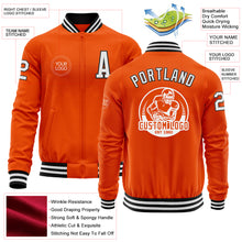 Load image into Gallery viewer, Custom Orange White-Black Bomber Varsity Letterman Zipper Jacket