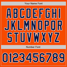 Load image into Gallery viewer, Custom Orange Navy-White Bomber Varsity Letterman Zipper Jacket