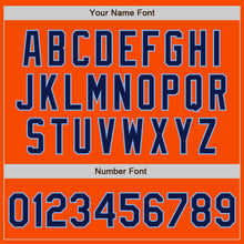 Load image into Gallery viewer, Custom Orange Navy-Light Blue Bomber Varsity Letterman Zipper Jacket