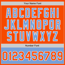 Load image into Gallery viewer, Custom Orange White-Light Blue Bomber Varsity Letterman Two Tone Zipper Jacket